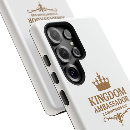 Kingdom Ambassador (Gold Lettering) Rugged Phone Case, Inspirational Mobile Cover, Gift for Faith Lovers, Faith-Based Protector