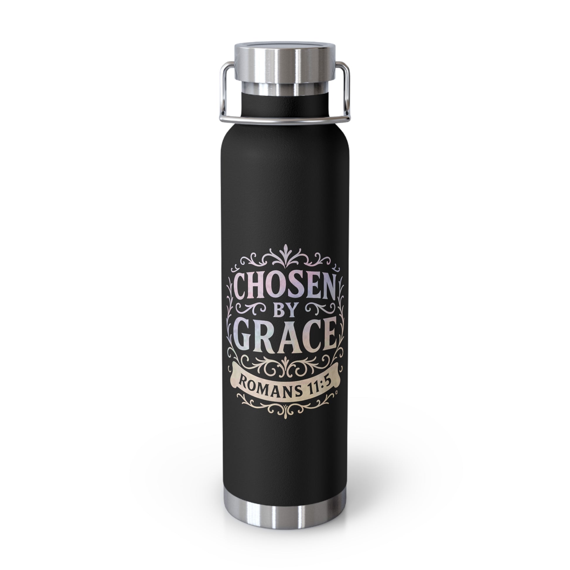 Chosen by Grace (Multi-color Limited Edition) Insulated Water Bottle, Motivational Gift, Faith-Based Drinkware, Inspirational Travel Mug, Biblical Verse Bottle - Cross Apparel USA