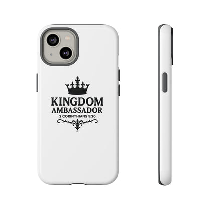 Kingdom Ambassador (Black Lettering) Rugged Phone Case, Inspirational Mobile Cover, Gift for Faith Lovers, Faith-Based Protector