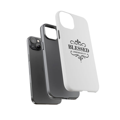 Blessed (Black Lettering), Rugged Phone Case, Inspirational Mobile Cover, Gift for Faith Lovers, Faith-Based Protector