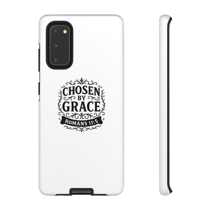 Chosen by Grace (Black Lettering), Rugged Phone Case, Inspirational Mobile Cover, Gift for Faith Lovers, Faith-Based Protector