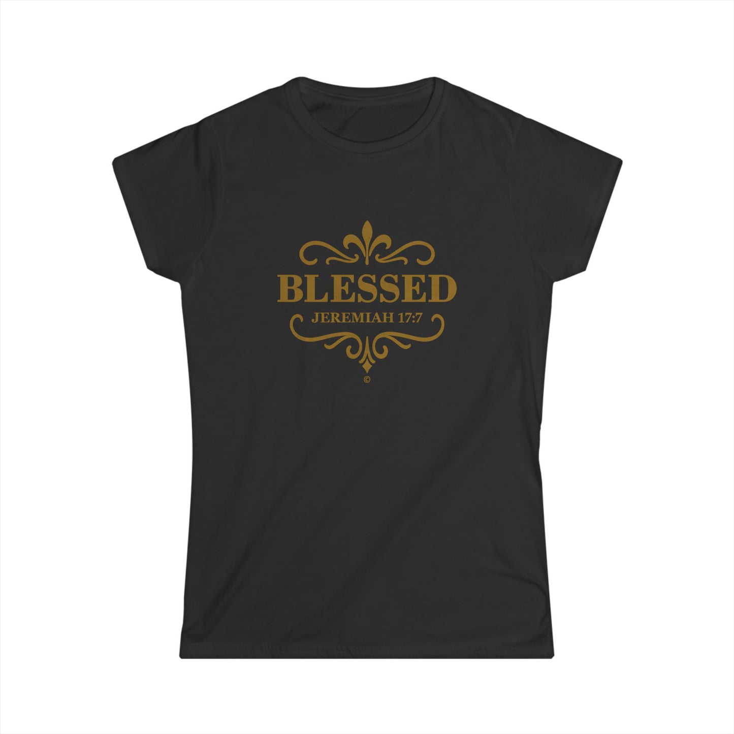 Blessed (Gold Lettering) Women's Softstyle Tee - Cross Apparel USA
