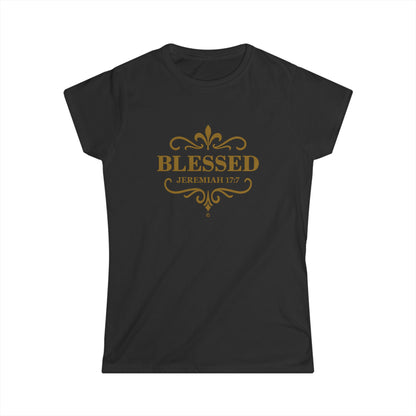 Blessed (Gold Lettering) Women's Softstyle Tee - Cross Apparel USA