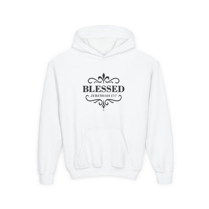 Blessed (Black Lettering) Youth Apparel Clothing Heavy Blend Hoodie Hooded Sweatshirt