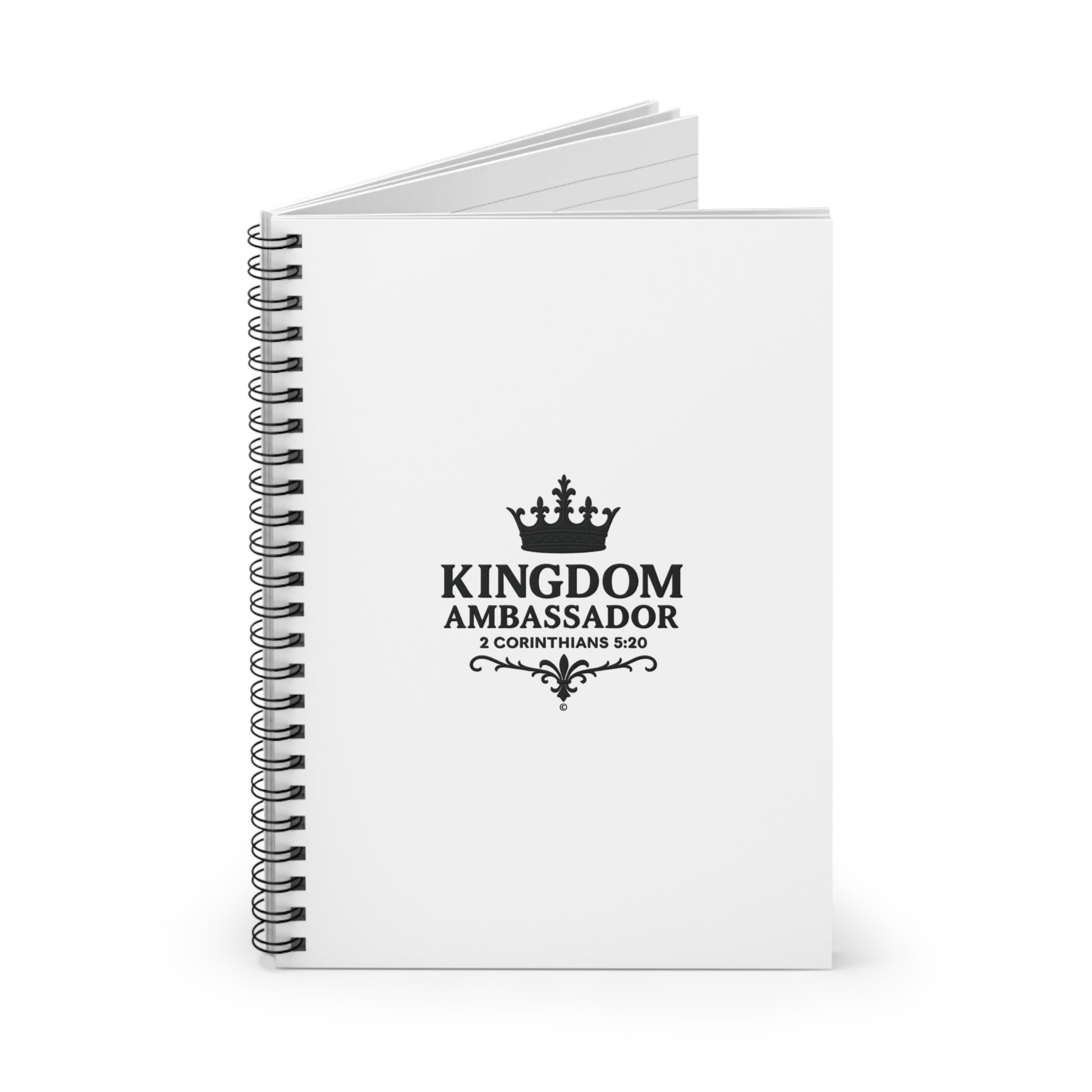 Kingdom Ambassador (Black Lettering) Spiral Notebook - Ruled Line, inspirational Gift, Idea for Students - Cross Apparel USA