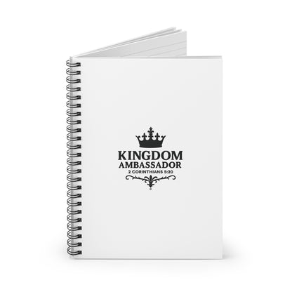 Kingdom Ambassador (Black Lettering) Spiral Notebook - Ruled Line, inspirational Gift, Idea for Students - Cross Apparel USA