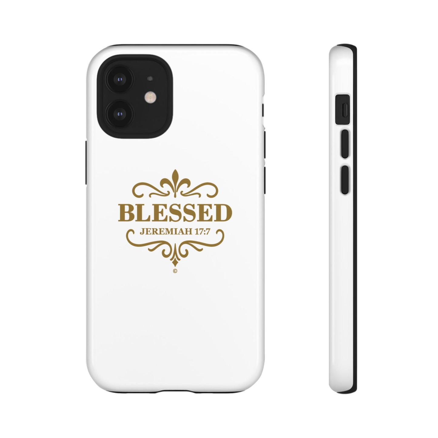 Blessed (Gold Lettering), Rugged Phone Case, Inspirational Mobile Cover, Gift for Faith Lovers, Faith-Based Protector