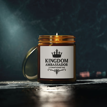 Kingdom Ambassador (Black Lettering) Scented Candle - Coconut Apricot Wax, Inspirational Home Decor, Gifts for Believers, Relaxation