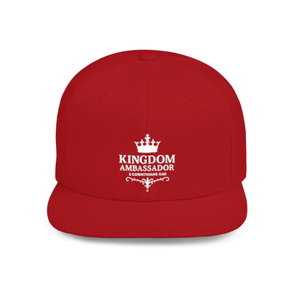 Kingdom Ambassador (White Lettering) Embroidered Flat Bill Snapback Hat, Adjustable Baseball Cap, Inspirational Streetwear, Gift for Believers, Faith-based Accessories
