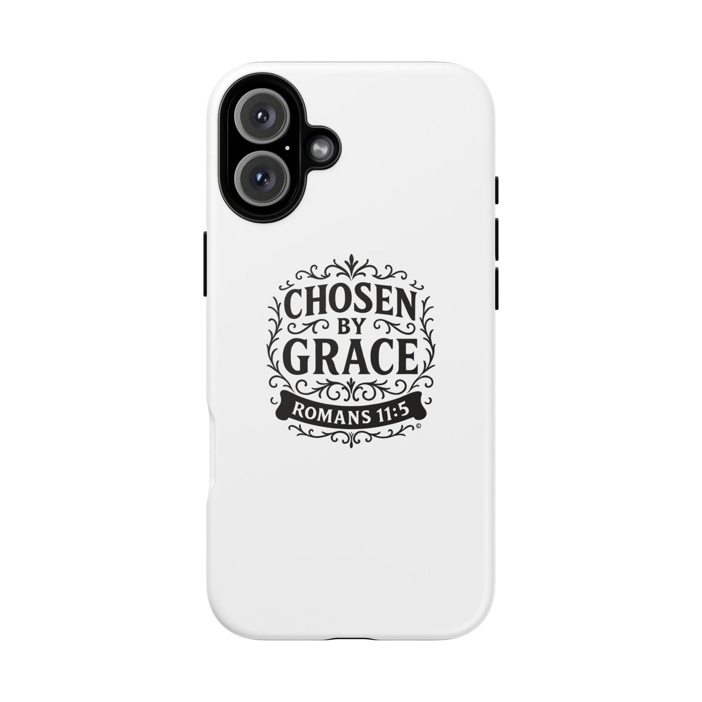 Chosen by Grace (Black Lettering), Rugged Phone Case, Inspirational Mobile Cover, Gift for Faith Lovers, Faith-Based Protector