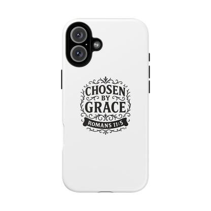 Chosen by Grace (Black Lettering), Rugged Phone Case, Inspirational Mobile Cover, Gift for Faith Lovers, Faith-Based Protector