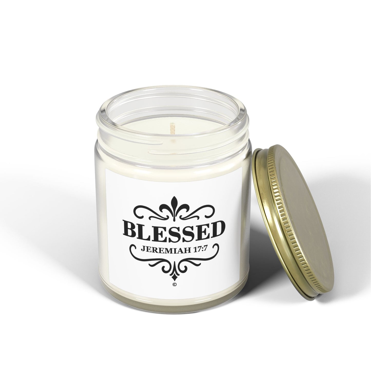 Blessed (Black Lettering) Scented Candle - Coconut Apricot Wax, Inspirational Home Decor, Relaxation, Gifts for Believers