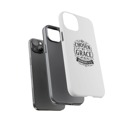 Chosen by Grace (Black Lettering), Rugged Phone Case, Inspirational Mobile Cover, Gift for Faith Lovers, Faith-Based Protector