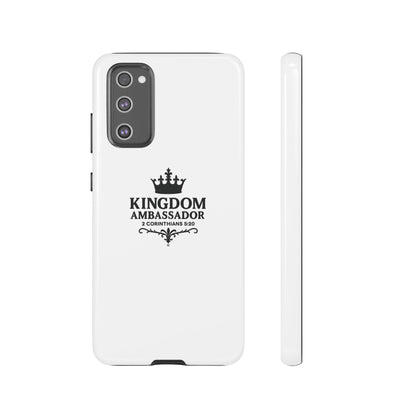 Kingdom Ambassador (Black Lettering) Rugged Phone Case, Inspirational Mobile Cover, Gift for Faith Lovers, Faith-Based Protector - Cross Apparel USA