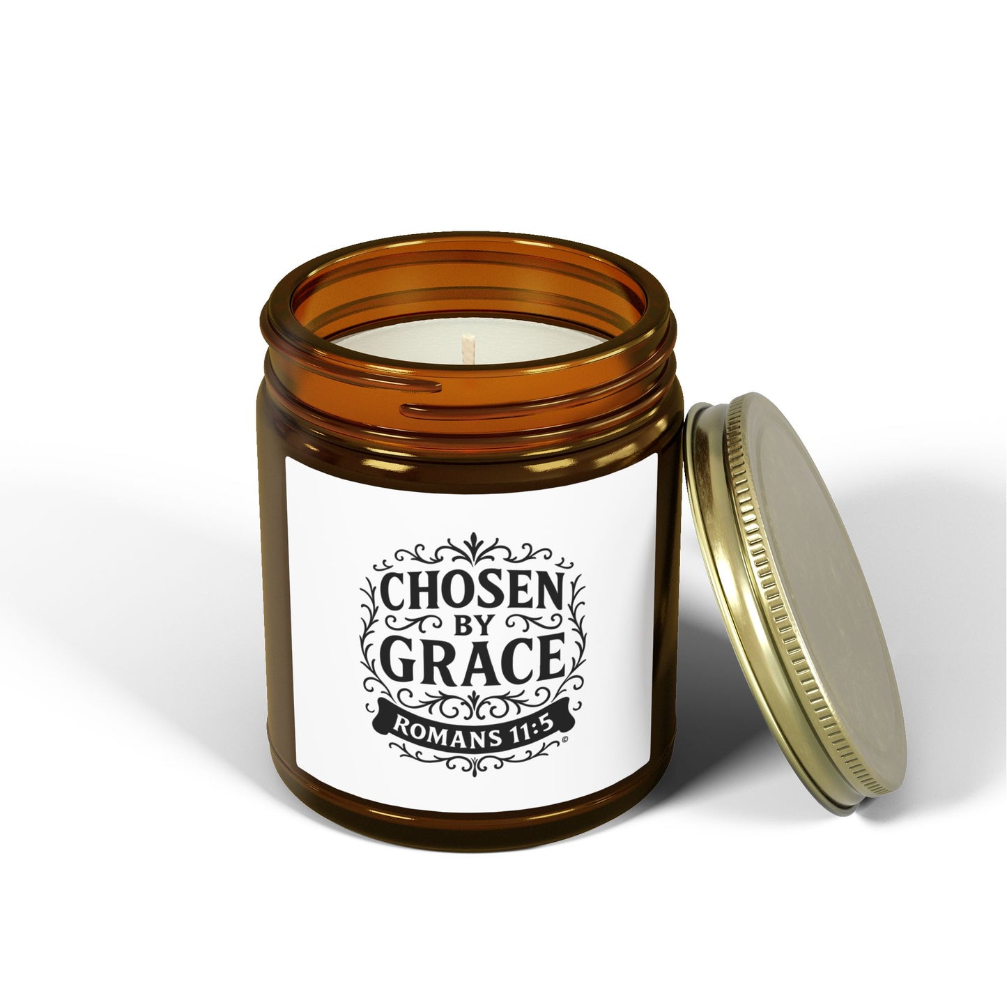 Chosen by Grace (Black Lettering) Scented Candle - Coconut Apricot Wax, Inspirational Home Decor, Relaxation, Gifts for Believers