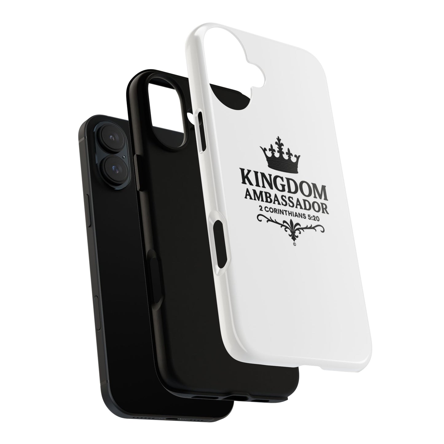 Kingdom Ambassador (Black Lettering) Rugged Phone Case, Inspirational Mobile Cover, Gift for Faith Lovers, Faith-Based Protector