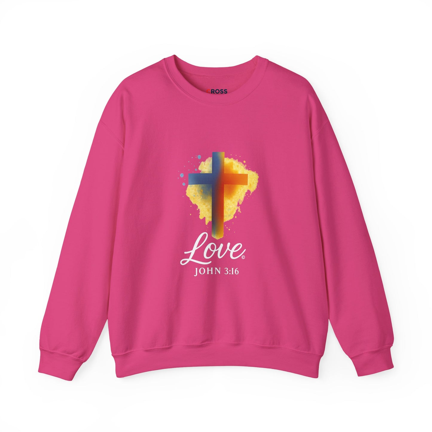 Love (White Lettering) Unisex Crewneck Sweatshirt, Inspirational Apparel, Casual Wear, Gift for Believers, Church Outing Attire, Daily Comfort Wear