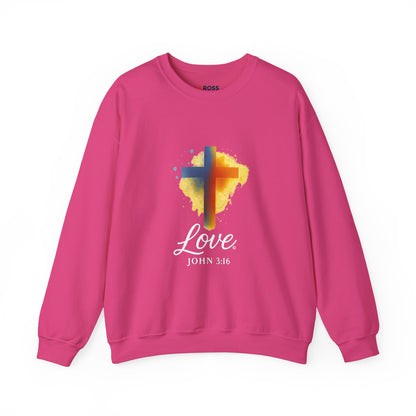 Love (White Lettering) Unisex Crewneck Sweatshirt, Inspirational Apparel, Casual Wear, Gift for Believers, Church Outing Attire, Daily Comfort Wear