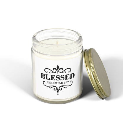 Blessed (Black Lettering) Scented Candle - Coconut Apricot Wax, Inspirational Home Decor, Relaxation, Gifts for Believers