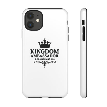 Kingdom Ambassador (Black Lettering) Rugged Phone Case, Inspirational Mobile Cover, Gift for Faith Lovers, Faith-Based Protector