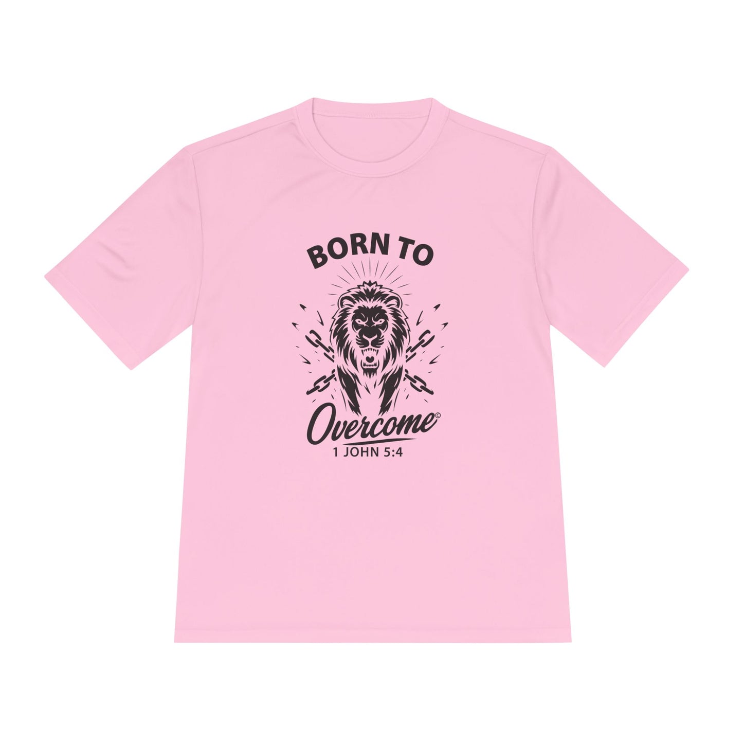 Born to Overcome (Black Lettering) Activewear Performance Moisture Wicking Tee, Faith-Based Workout Shirt, Inspirational Fitness Gear, Gift for Fitness Lovers, Bible Verse T-Shirt - Cross Apparel USA