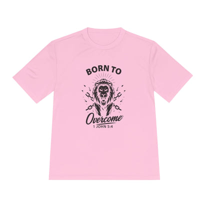 Born to Overcome (Black Lettering) Activewear Performance Moisture Wicking Tee, Faith-Based Workout Shirt, Inspirational Fitness Gear, Gift for Fitness Lovers, Bible Verse T-Shirt - Cross Apparel USA