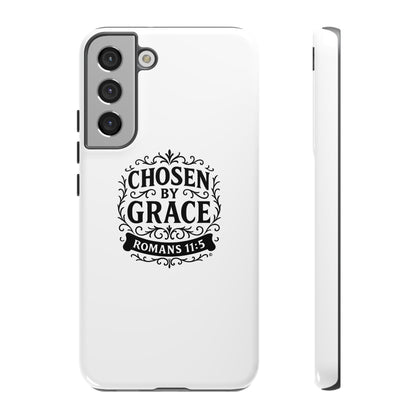 Chosen by Grace (Black Lettering), Rugged Phone Case, Inspirational Mobile Cover, Gift for Faith Lovers, Faith-Based Protector