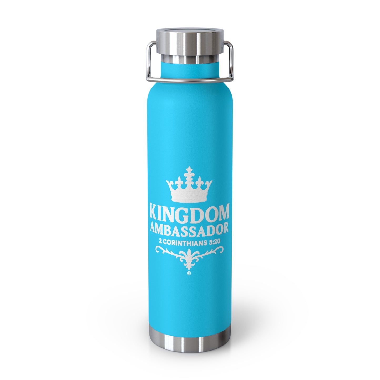 Kingdom Ambassador (White Lettering) Insulated Water Bottle, 22oz - Motivational Gift for Believers, Holiday, Travel, Fitness, Eco-Friendly