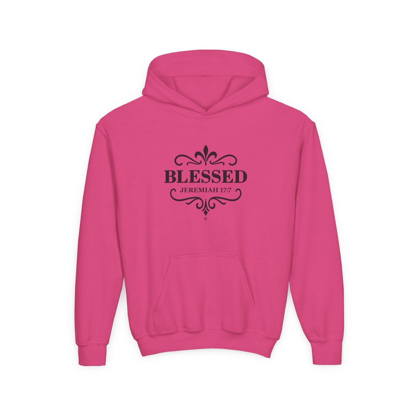 Blessed (Black Lettering) Youth Apparel Clothing Heavy Blend Hoodie Hooded Sweatshirt