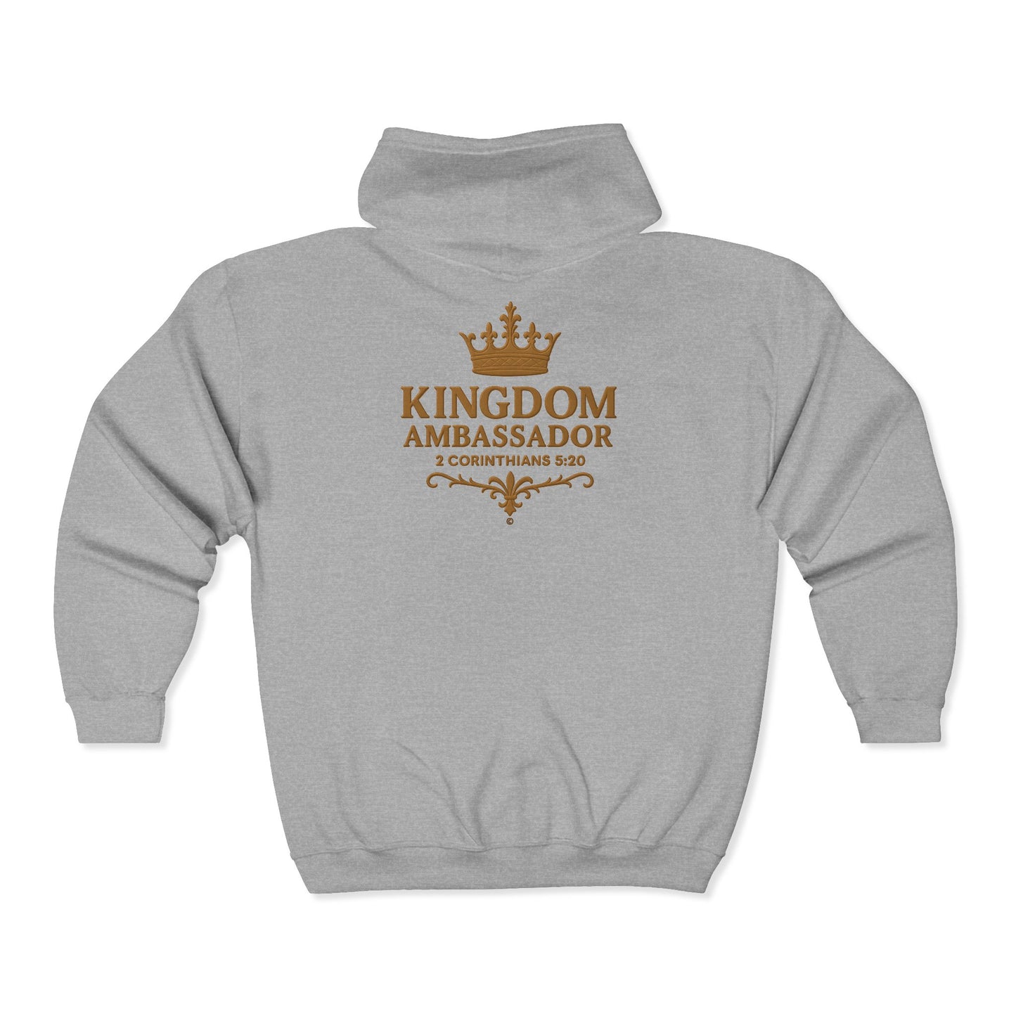 Kingdom Ambassador (Gold Lettering) Zip-Up Hoodie - Cozy Unisex Sweatshirt for Inspirational Style