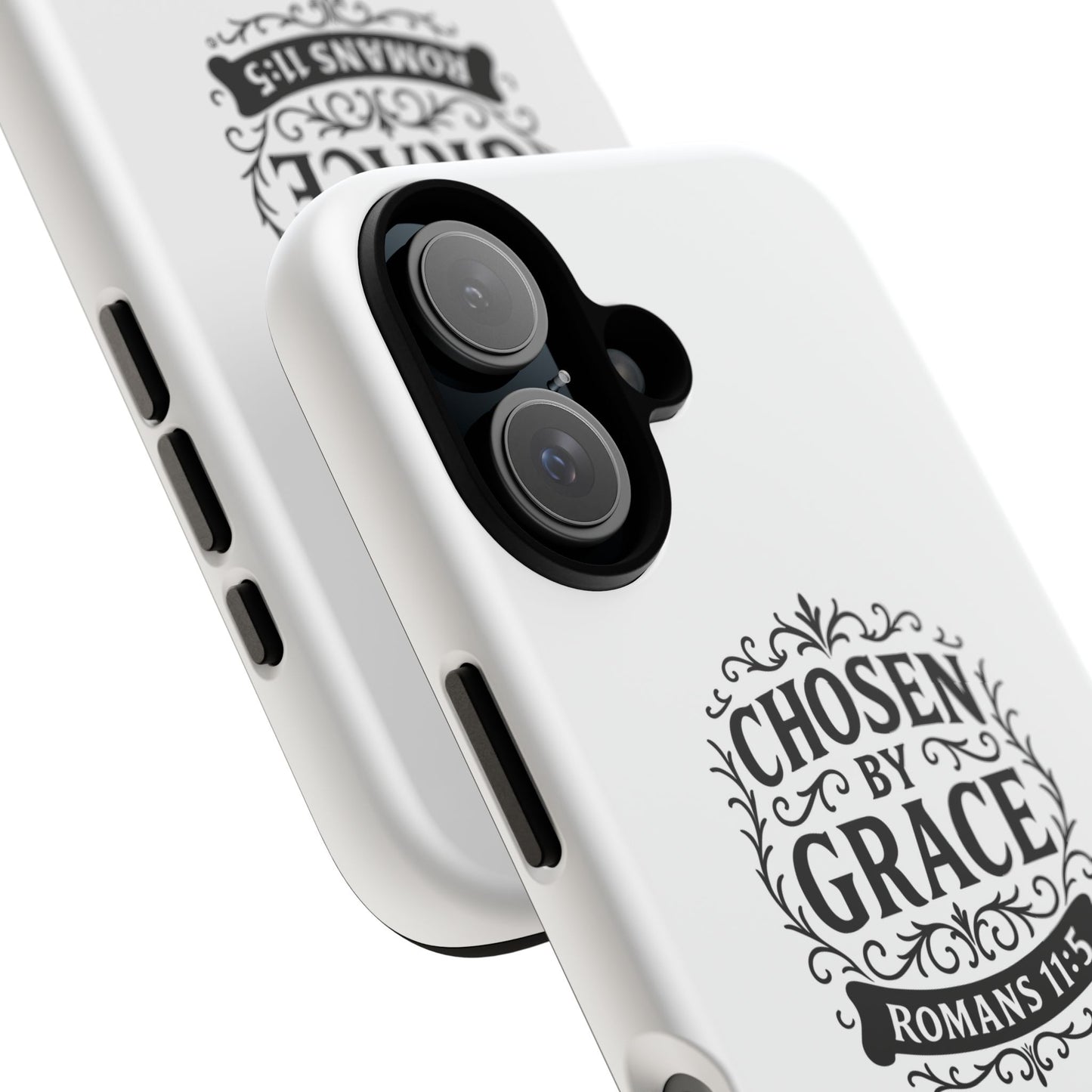 Chosen by Grace (Black Lettering), Rugged Phone Case, Inspirational Mobile Cover, Gift for Faith Lovers, Faith-Based Protector