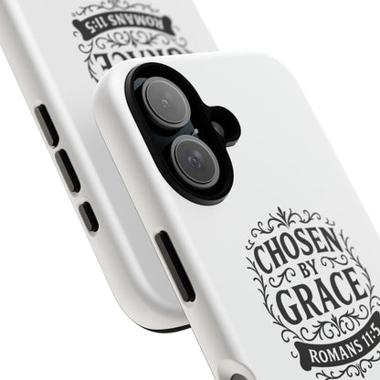 Chosen by Grace (Black Lettering), Rugged Phone Case, Inspirational Mobile Cover, Gift for Faith Lovers, Faith-Based Protector