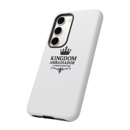 Kingdom Ambassador (Black Lettering) Rugged Phone Case, Inspirational Mobile Cover, Gift for Faith Lovers, Faith-Based Protector - Cross Apparel USA
