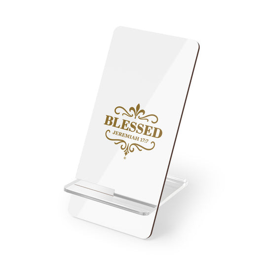 Blessed (Gold Lettering) Smartphone Display Stand, Desk Organizer, Gift for Students, Office Decor, Home Office Accessory