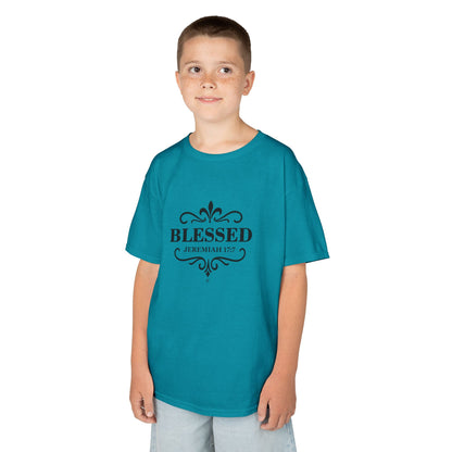 Blessed (Black Lettering) Kids Tee, Faith-based Inspirational Apparel, Gift for Believers, Youth Fashion, Bible Verse Shirt, Meaningful Gift