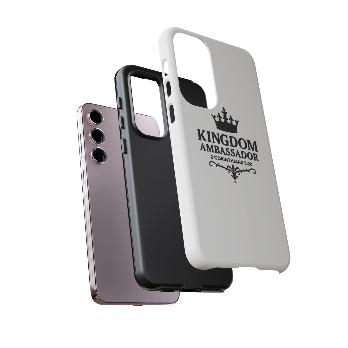 Kingdom Ambassador (Black Lettering) Rugged Phone Case, Inspirational Mobile Cover, Gift for Faith Lovers, Faith-Based Protector