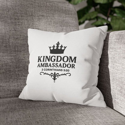 Kingdom Ambassador (Black Lettering) Square Pillow Cover | Inspirational Home Decor | Gifts for Faith (Pillow not included)