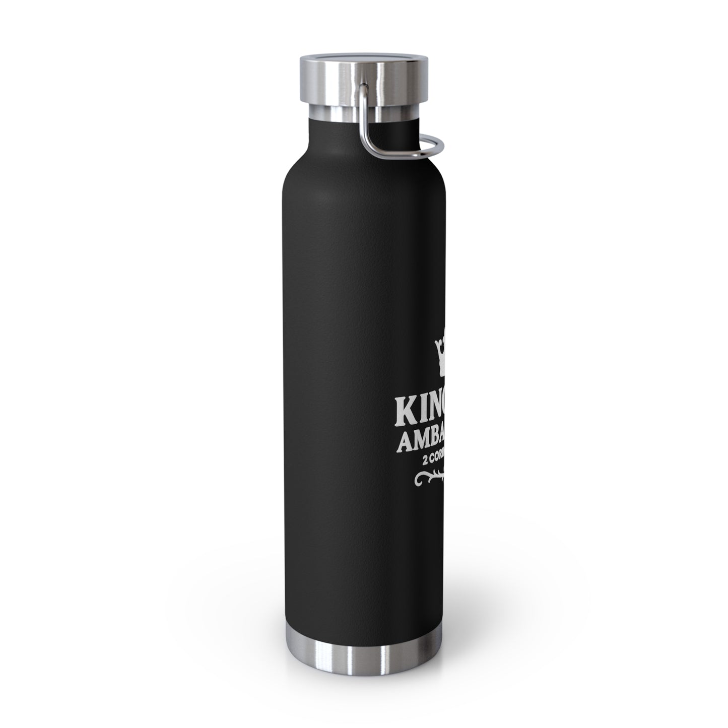 Kingdom Ambassador (White Lettering) Insulated Water Bottle, 22oz - Motivational Gift for Believers, Holiday, Travel, Fitness, Eco-Friendly