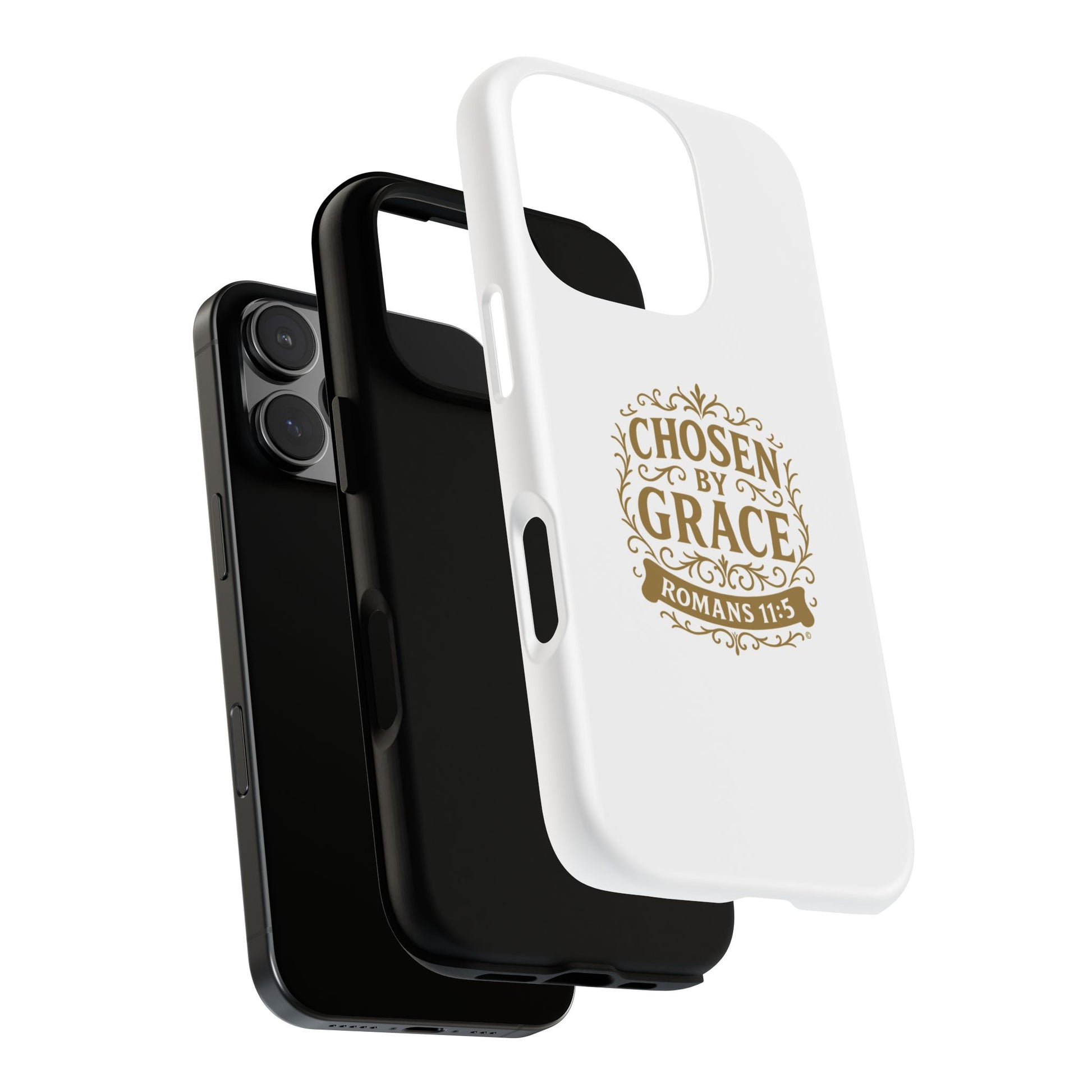 Chosen by Grace (Gold Lettering), Rugged Phone Case, Inspirational Mobile Cover, Gift for Faith Lovers, Faith-Based Protector - Cross Apparel USA