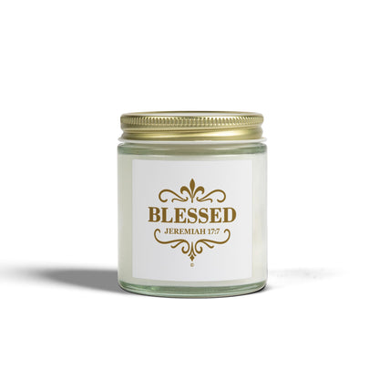 Blessed (Gold Lettering) Scented Candle - Coconut Apricot Wax, Inspirational Home Decor, Gifts for Believers, Relaxation