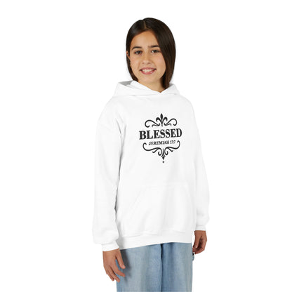 Blessed (Black Lettering) Youth Apparel Clothing Heavy Blend Hoodie Hooded Sweatshirt