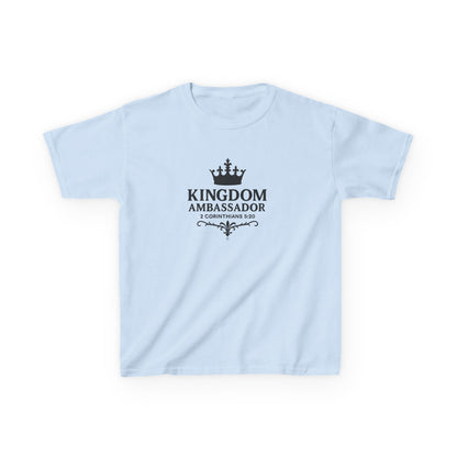 Kingdom Ambassador (Black Lettering) Kids Tee, Faith-based Inspirational Apparel, Gift for Believers, Youth Fashion, Bible Verse Shirt, Meaningful Gift