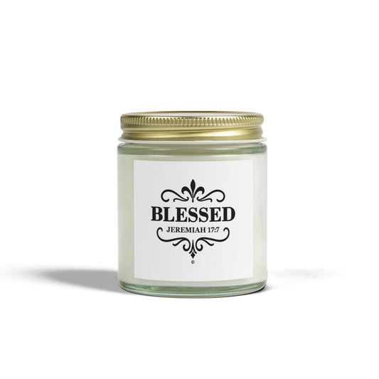 Blessed (Black Lettering) Scented Candle - Coconut Apricot Wax, Inspirational Home Decor, Relaxation, Gifts for Believers