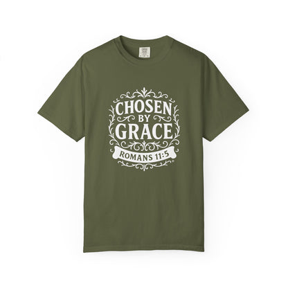 Chosen by Grace (White Lettering) Unisex Faith Tee, Relaxed Fit Shirt, Inspirational Apparel, Gift for Believers