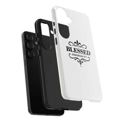 Blessed (Black Lettering), Rugged Phone Case, Inspirational Mobile Cover, Gift for Faith Lovers, Faith-Based Protector