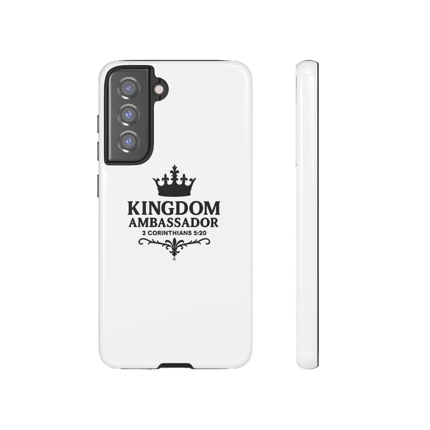 Kingdom Ambassador (Black Lettering) Rugged Phone Case, Inspirational Mobile Cover, Gift for Faith Lovers, Faith-Based Protector