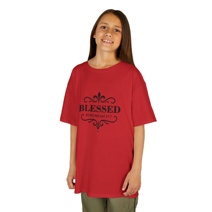 Blessed (Black Lettering) Kids Tee, Faith-based Inspirational Apparel, Gift for Believers, Youth Fashion, Bible Verse Shirt, Meaningful Gift
