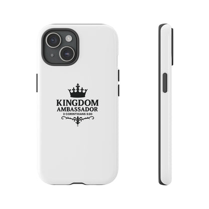 Kingdom Ambassador (Black Lettering) Rugged Phone Case, Inspirational Mobile Cover, Gift for Faith Lovers, Faith-Based Protector - Cross Apparel USA
