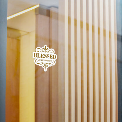 Blessed (Gold Lettering) Kiss-Cut Vinyl Decals, Inspirational Wall Art, Faith-Based Gifts, Home Decor - Cross Apparel USA