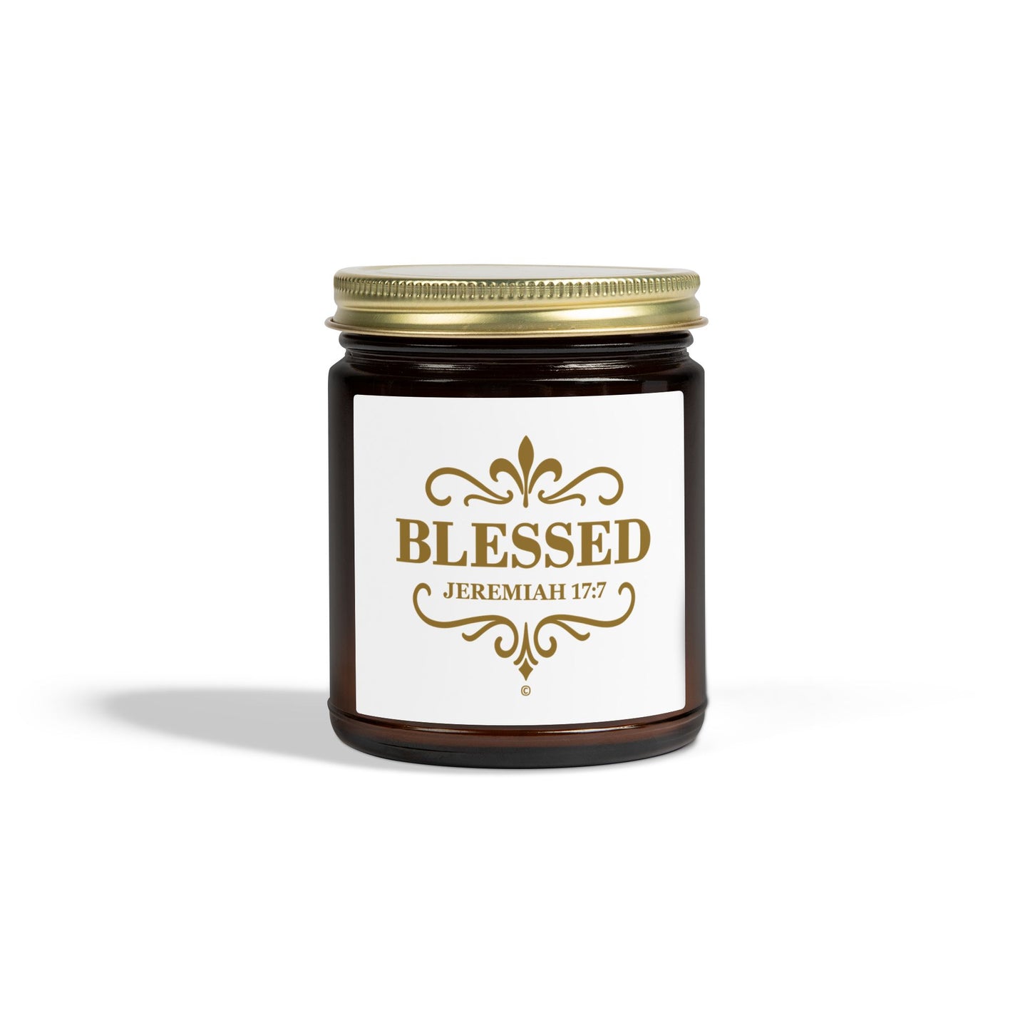 Blessed (Gold Lettering) Scented Candle - Coconut Apricot Wax, Inspirational Home Decor, Gifts for Believers, Relaxation